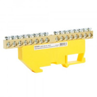 STEKKER шина нулевая "ноль" на DIN-изоляторе 6x9, 16 отв. 76А, желтый LD555-69-16 49550 87