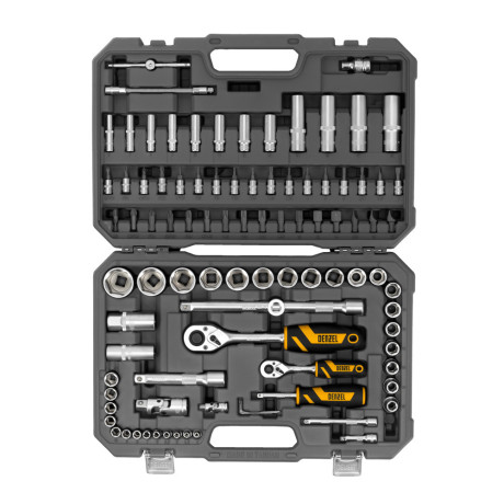 Набор инструментов, 1/2", 1/4", CrV, S2, пластиковый кейс, 94 предмета Denzel