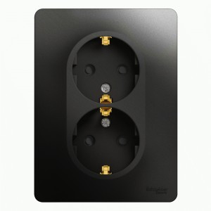 Systeme Electric GLOSSA роз. СУ 2 мест. антрацит (пл.осн., земля, штор.) GSL000726 (10!)