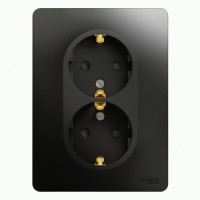 Systeme Electric GLOSSA роз. СУ 2 мест. антрацит (пл.осн., земля, штор.) GSL000726 (10!)