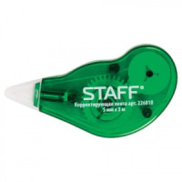 Корректирующая лента STAFF, 5 мм х 3 м, корпус зеленый, с подкручиванием, блистер, 226810
