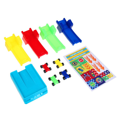 ИГРОЛЕНД Автотрек "Гонки", пластик, 4 машинки, 21,5х22х5 см