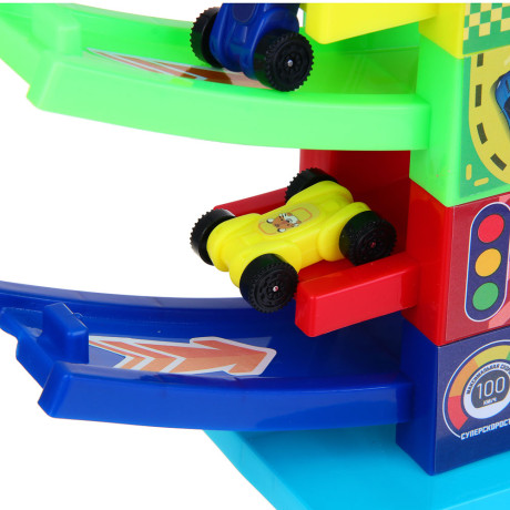 ИГРОЛЕНД Автотрек "Гонки", пластик, 4 машинки, 21,5х22х5 см