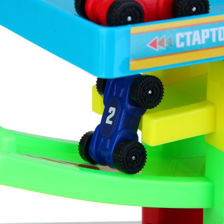 ИГРОЛЕНД Автотрек "Гонки", пластик, 4 машинки, 21,5х22х5 см