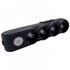 OVIVO Колодка 4гн. (земля), выкл, суппорт, черный 700-080000-124