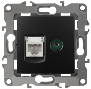 ЭРА 12 мех. роз. комп+TV, СУ RJ45+TV, антрацит, автоклеммы 12-3110-05 3192