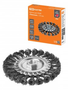 TDM Рубин щетка для УШМ плоская, 125мм, гайкаМ14, плетеные пучки стальн.проволоки d0,5мм SQ1096-0208