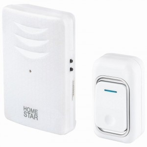 HomeStar Звонок беспроводной HS-0118 100м, 38 мелодий с рег.звука, с кнопкой БЕЛЫЙ 105593