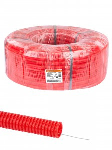 TDM труба гофр. ПНД d 32 с зондом 50м красная, легкая (цена за 1м) (50!) SQ0413-0034