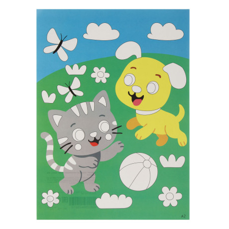 ХОББИХИТ Аппликация самоклеящаяся "Микс", бумага, ЭВА, 21х27см, 8-12 дизайнов