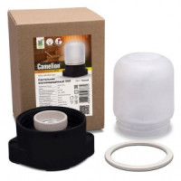 Camelion 1501 св-к влагозащит. баня/сауна 125° IP54 60W E27 черный НПБ-400 КСС-001 композит/стекло