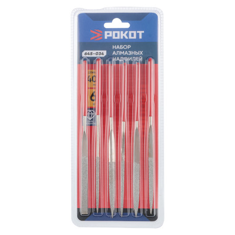 РОКОТ Набор надфилей алмазных 6шт, размер 3x140мм, блистер