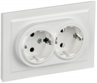 IEK BRITE роз. СУ 2 мест. земля (штор.) 16А РСш12-3-БрБ белый BR-R24-16-K01-F