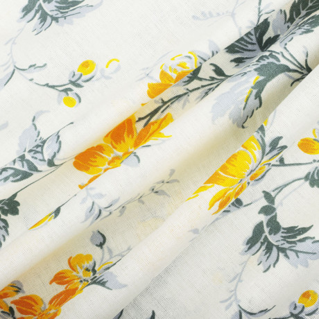 PROVANCE Простыня на резинке 200х200х20см, 100% хлопок, бязь, белый / цветы