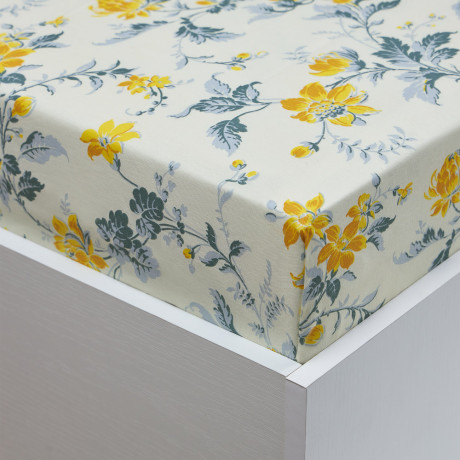 PROVANCE Простыня на резинке 200х200х20см, 100% хлопок, бязь, белый / цветы