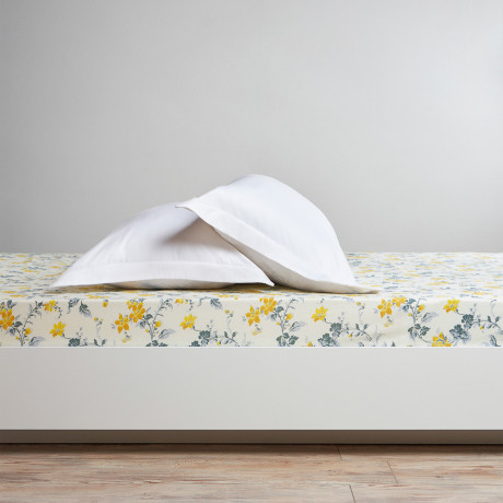 PROVANCE Простыня на резинке 200х200х20см, 100% хлопок, бязь, белый / цветы