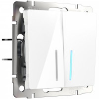 Werkel мех. выкл. СУ 2 кл. 10A проходной (инд.) (белый) (WL01-SW-2G-2W-LED a030767)W1122101 a051112