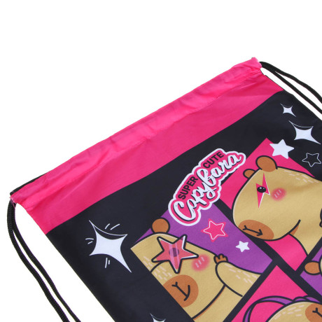 Мешок для сменной обуви на завязках, 34,8x41,5см, "Капибара/Панда", полиэстер