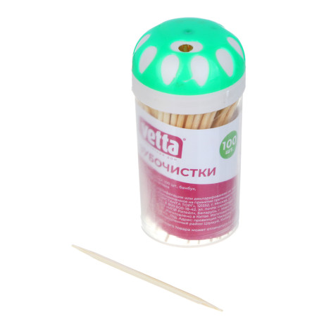 Зубочистки тм VETTA, бамбук, пластиковая упаковка, 100шт