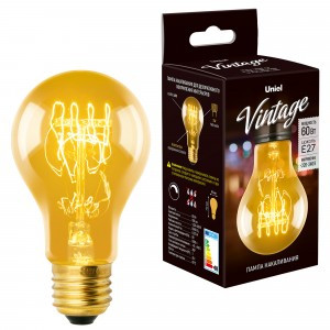 Uniel  LOFT A60 E27 60W ЛОН винтажная лампа накаливания IL-V-A60-60/GOLDEN/E27 SW01