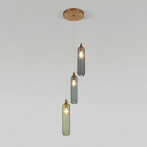 Eurosvet св-к подвес. 3x60W E14 280х280х1485 мет син./дымч./зел. Siesta 50252/3 Умный дом a063661