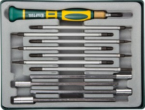 Набор KRAFTOOL Отвертки для точных работ с насадками, в боксе, 12 предметов