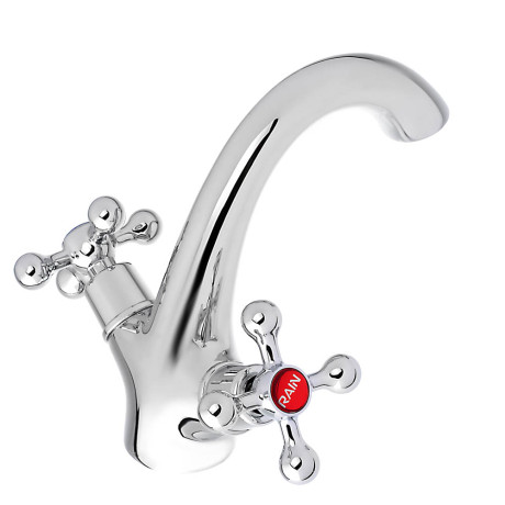 RAIN Смеситель для раковины Нефрит, керам. кран-буксы 1/2, латунь, хром