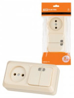 TDM Ладога блок горизонт. (роз. 1 мест. 10А + выкл. 2 кл. 10А) ОУ сл.кость SQ1801-0208