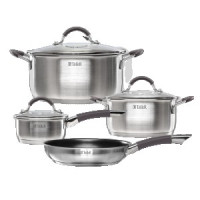 Набор посуды 4предм Лира (ковш1,35л/кастр2,8л/4,7л/сковор) с крышк нерж.сталь индукц TR-11020 TalleR