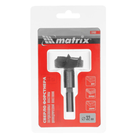 Сверло Форстнера по дереву, 32 мм, твердосплавные пластины, цилиндрический хвостовик Matrix