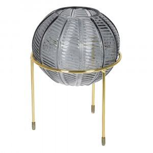 Ваза стеклянная круглая Irida на подставке 15x22см графитовая QWERTY