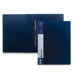 Папка с мет. скоросш. и внутр. карм. BRAUBERG "Contract" синяя, до 100 листов, 0,7мм, бизнес-класс