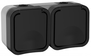 IEK TORS роз. 2 мест. ОУ 16А горизонт. IP55 TS122 графит TS-R26-16-55-G-K53