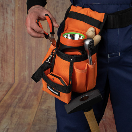 ЕРМАК Сумка-пояс одинарная, держатель для молотка, 6 карманов, 29x24см