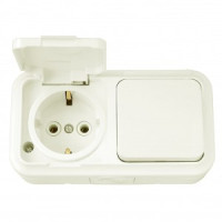 Bylectrica ПРАЛЕСКА АКВА Блок (1 выкл. + роз земля) ОУ IP54 беж., (В-РЦ-657 беж.)