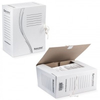 Папка архивная с завязками, микрогофрокартон, 150 мм, до 1400 листов, белая, BRAUBERG