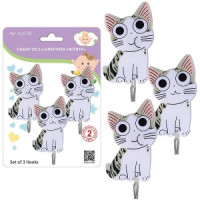 Крючки самоклеящиеся 3шт/уп, цена за уп, 7,5*2*3,5см пласт/мет (кратность 3!!!) 27-82 Мультидом