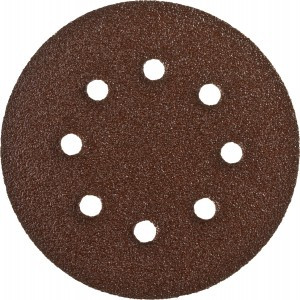 Круг шлиф. из абразивной бумаги, ЗУБР Стандарт 35350-150-040, велкро основа, 8отв., Р40, 150мм, 5шт