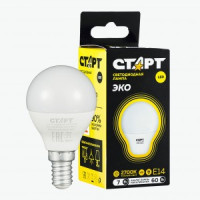 СТАРТ лампа св/д Шар G45 E14 7W(560lm) 2700K 2K 79x45 матов пласт/металл тёплый свет WS 17264