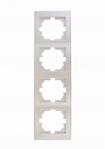 Lezard RAIN рамка 4 мест. верт. жемчужно-бел. металлик (PC) 703-3030-154