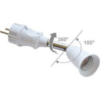 Ecola патрон-переходник вилка-патрон E27 на шарнире 360°/180° 45мм без выключателя Белый APF7TWEAY