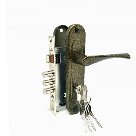 Замок врез ЗВ7-60.1 Зенит (бронза, м/о-61,5мм, 5кл.) с ручками   \15