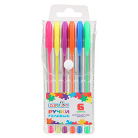 Набор гелевых ручек ClipStudio 6 цветов флуоресцентных, наконечник 0,7 мм, в ПВХ пенале с подвесом