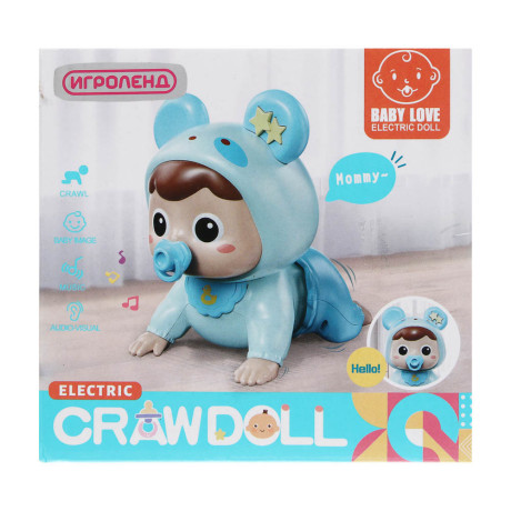 ИГРОЛЕНД Игрушка интерактивная ползунок "Малыш", звук, ABS, 2хААА, 13х9х12,5 см