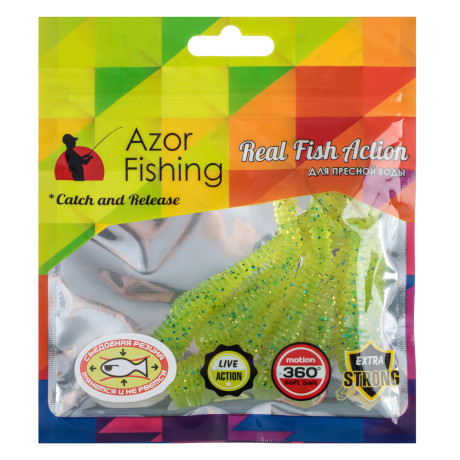 AZOR FISHING Приманка мягкая Виброхвост 3.0, силикон Премиум, 75 мм, 6 шт. в уп., микс цветов