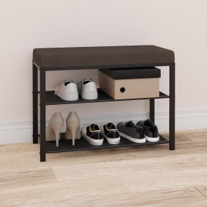 Банкетка Торонто 23S, каркас черный, сиденье серое, 67*30*49см, до 120кг БТ23СЧС под заказ ЗМИ