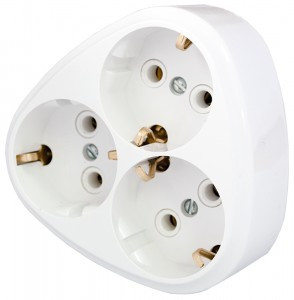 Bylectrica разветвитель (тройник) 3роз. 16А белый (круглый, плоский, земля) РВ16-259