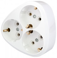 Bylectrica разветвитель (тройник) 3роз. 16А белый (круглый, плоский, земля) РВ16-259