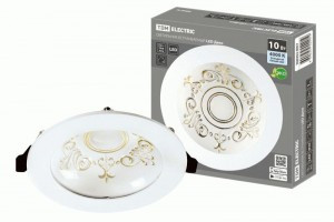 TDM св-к встр. св/д даунлайт (панель) круг D170/42 Деко 03, 10W 600lm 4000K драйвер зол./бел, IP44