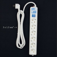 Power Cube (КУБ) PRO сет. удл.-фильтр ПВС 3х1.5 6роз. 3м LC-фильтр СЕРЫЙ 16А/3.5кВт SPL6-16-P-3М